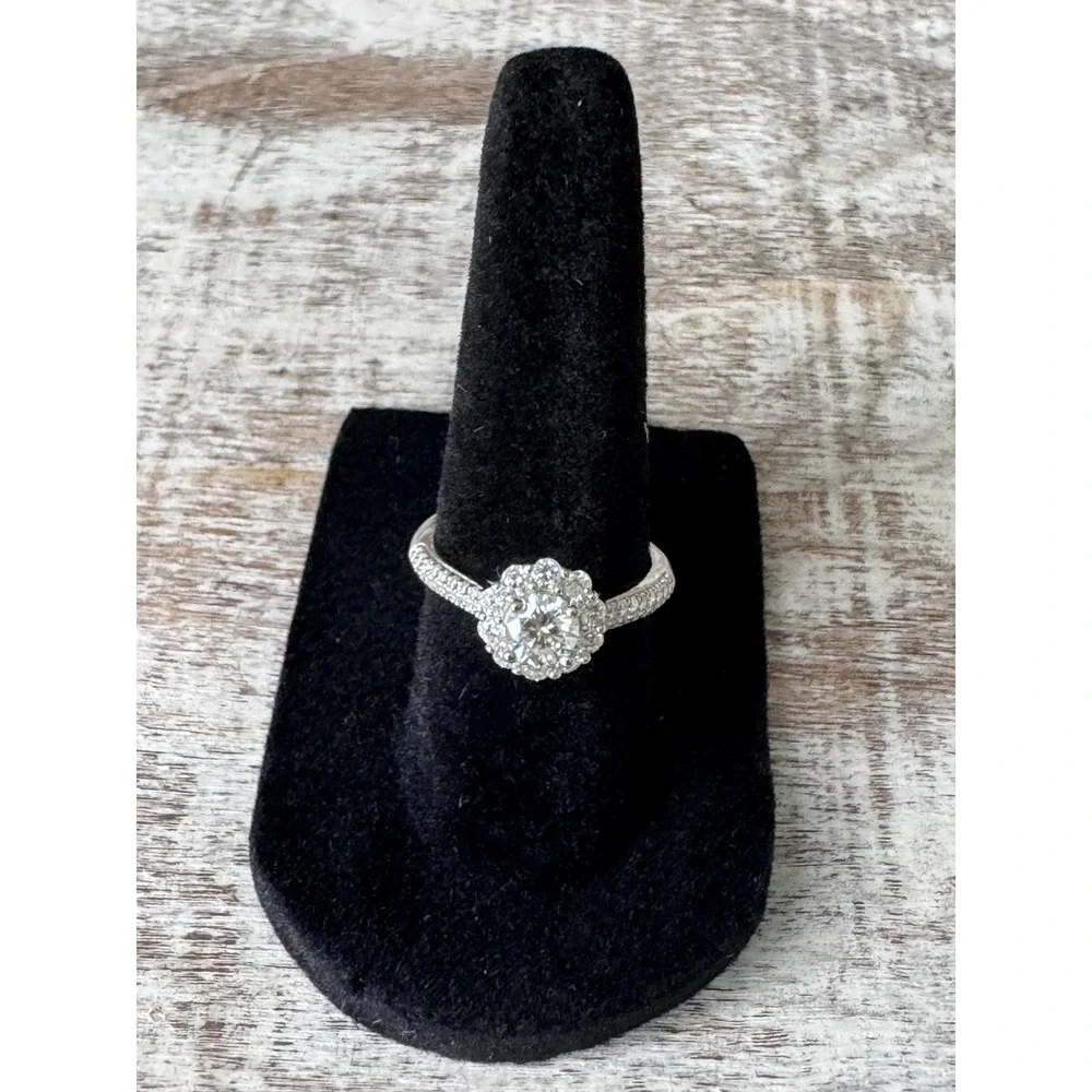 Moissanite‎ Halo Engagement Ring 0.5 Carat Size 6 – Brilliant Sparkle